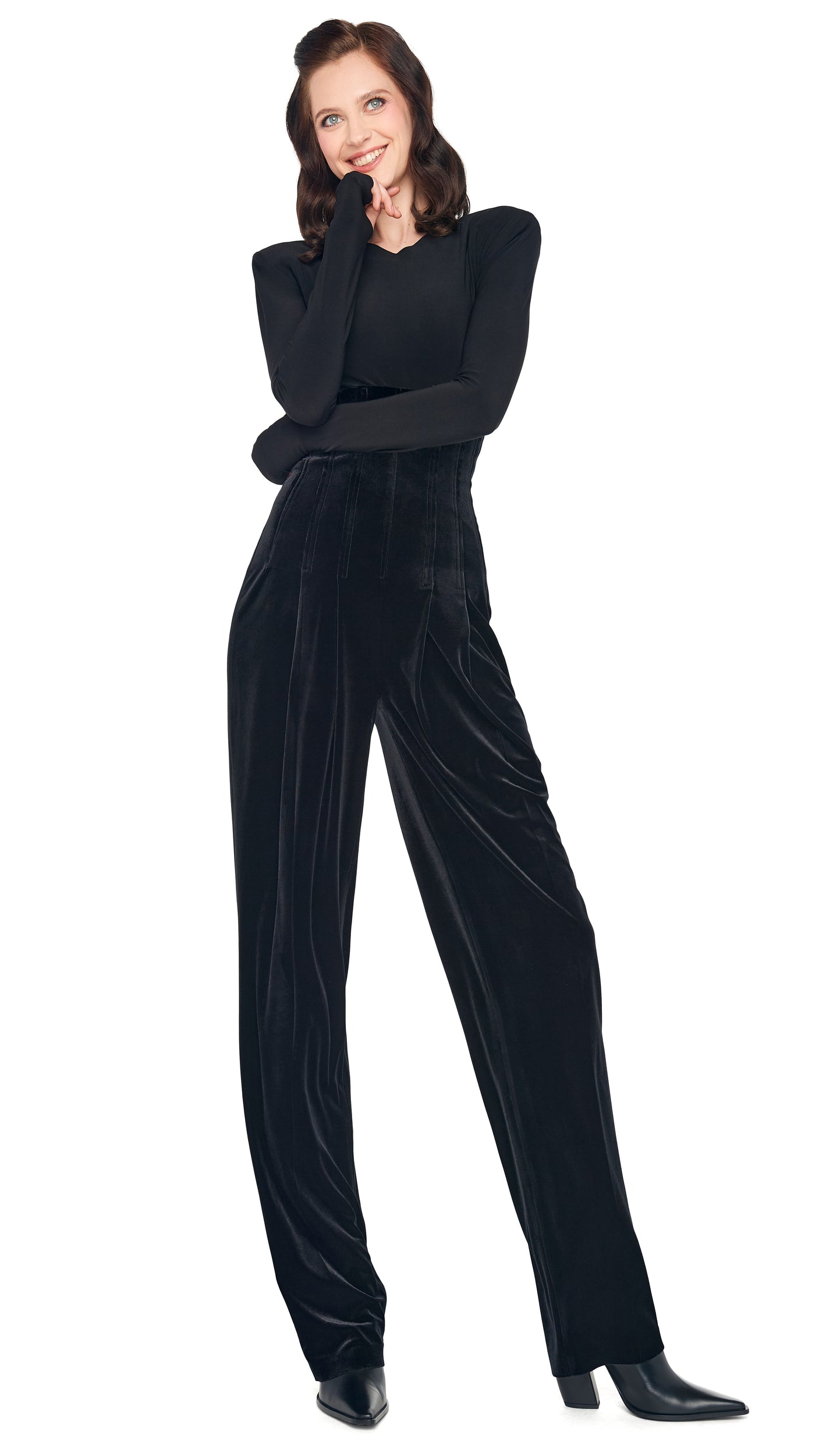 Norma Kamali HIGH WAIST TAILORED PLEAT PANT