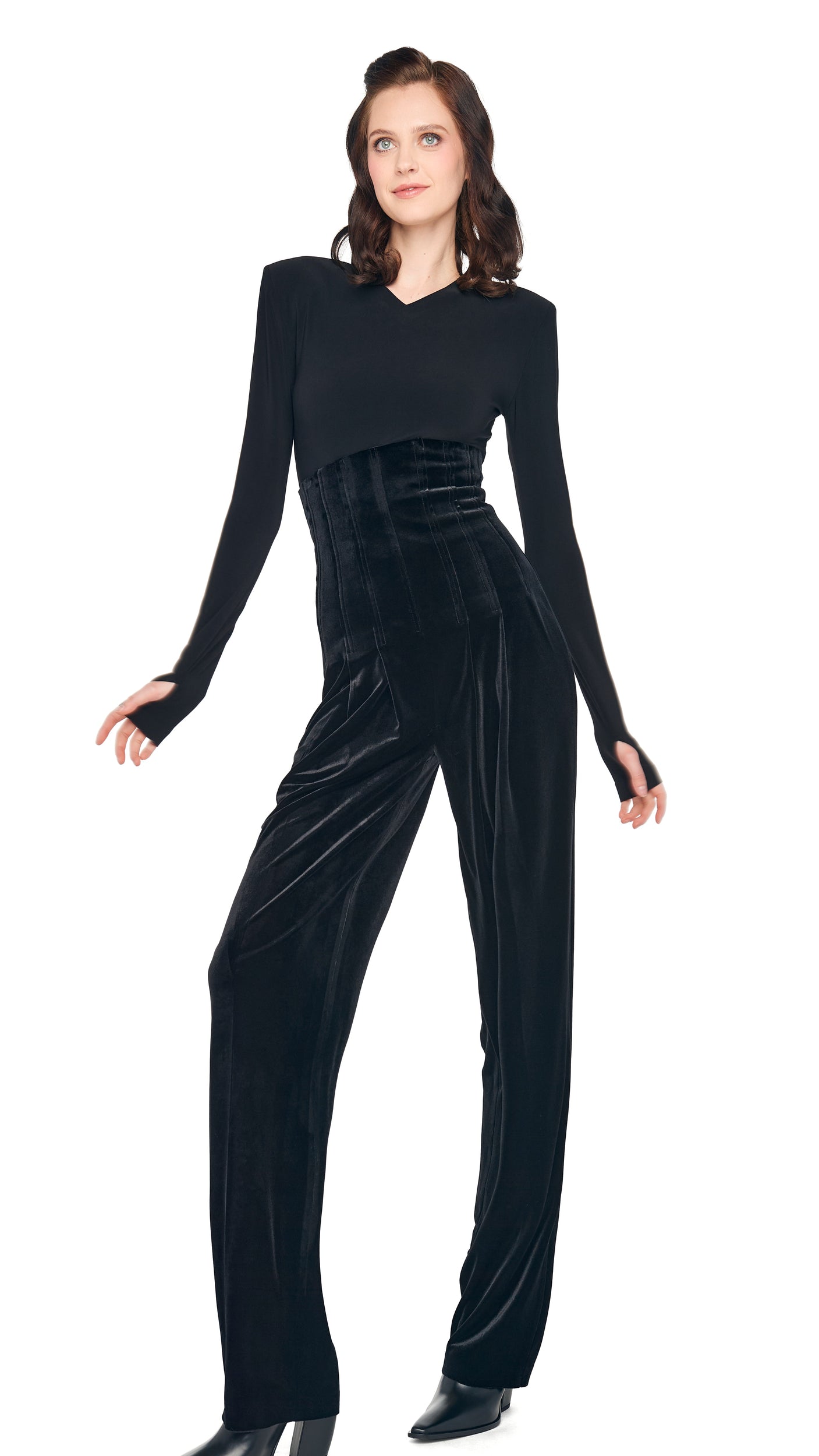 Norma Kamali HIGH WAIST TAILORED PLEAT PANT