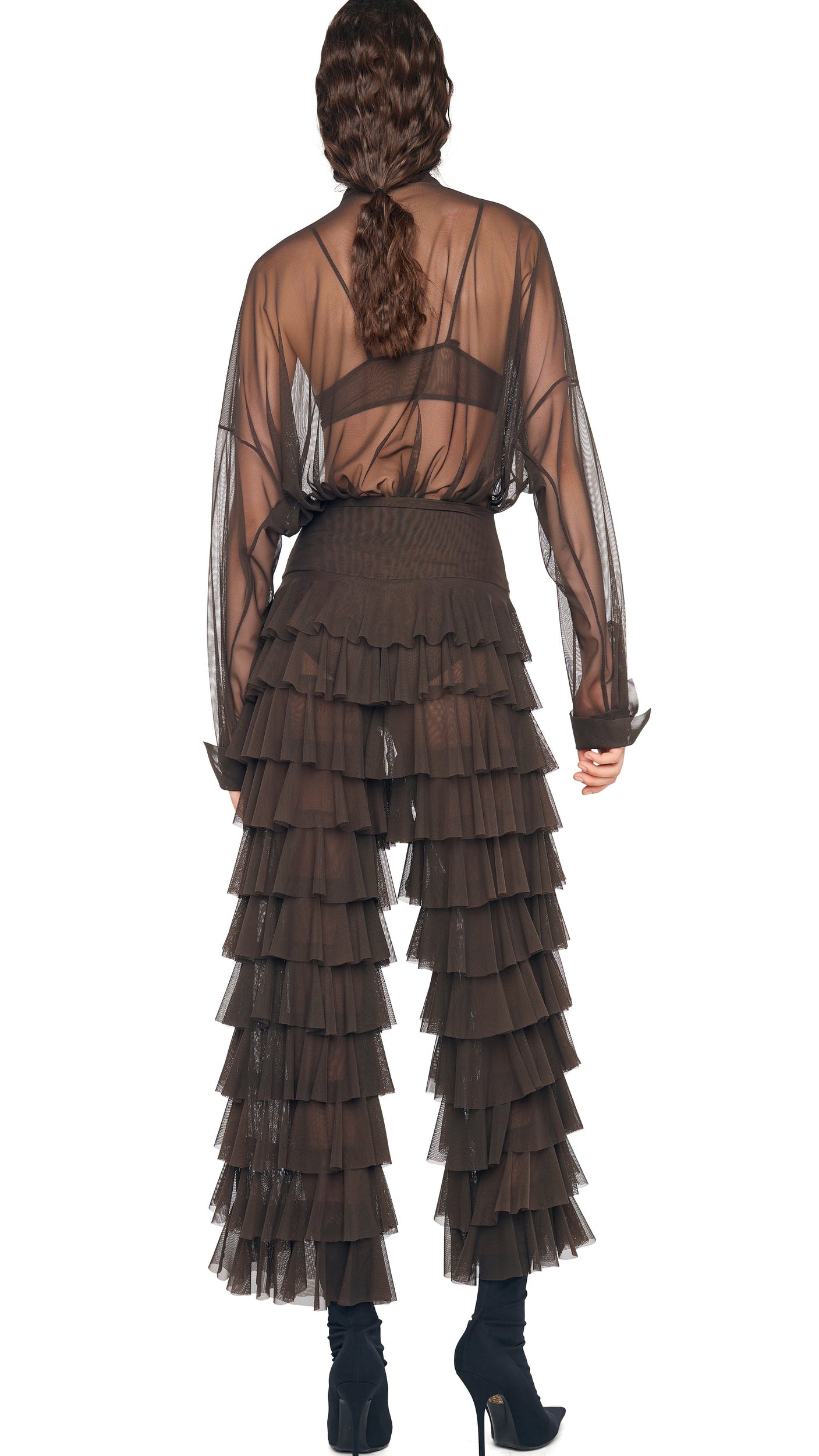 Norma Kamali WIDE LEG RUFFLE PANT