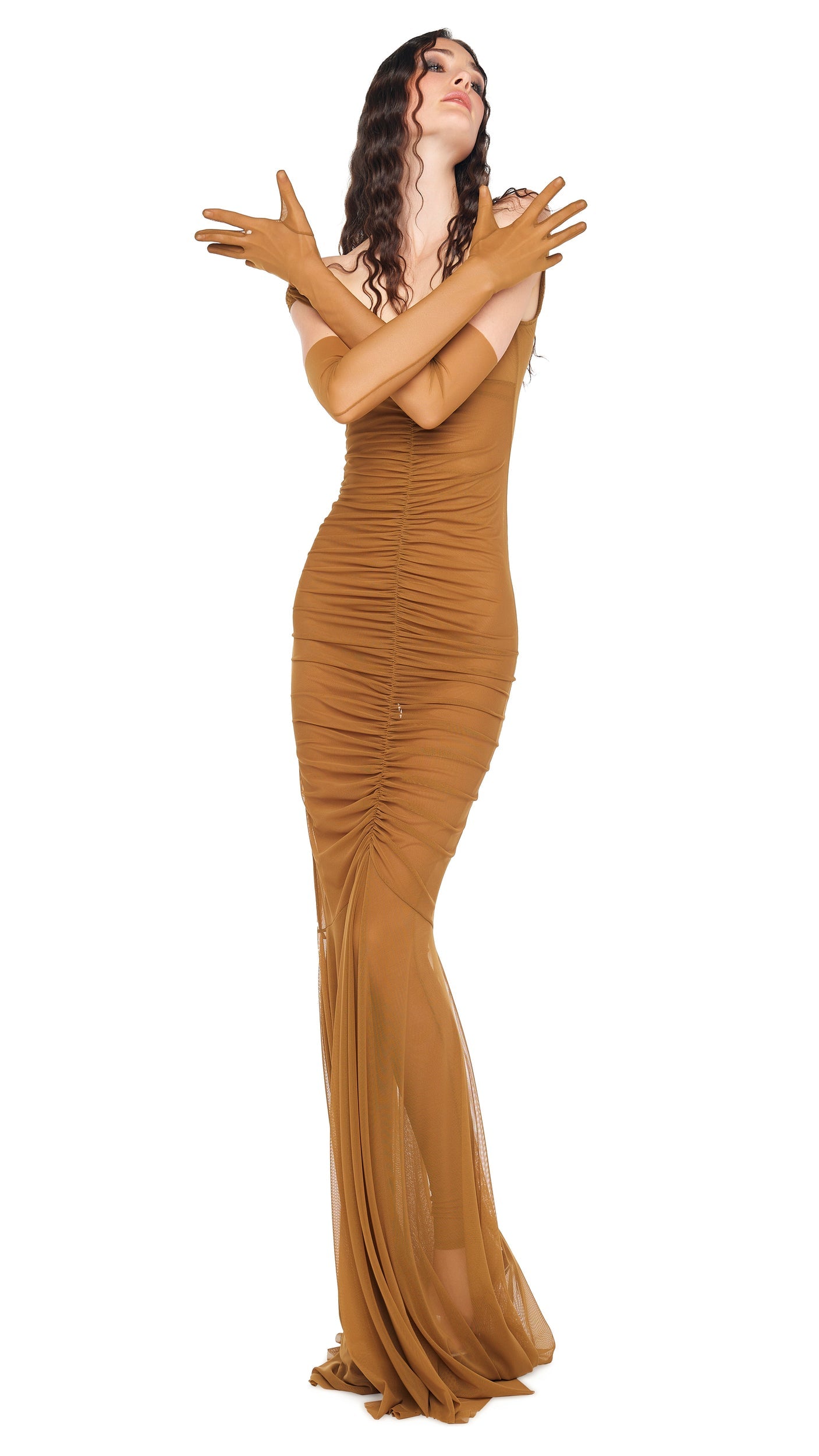 Norma Kamali TARA SHIRRED FRONT FISHTAIL GOWN