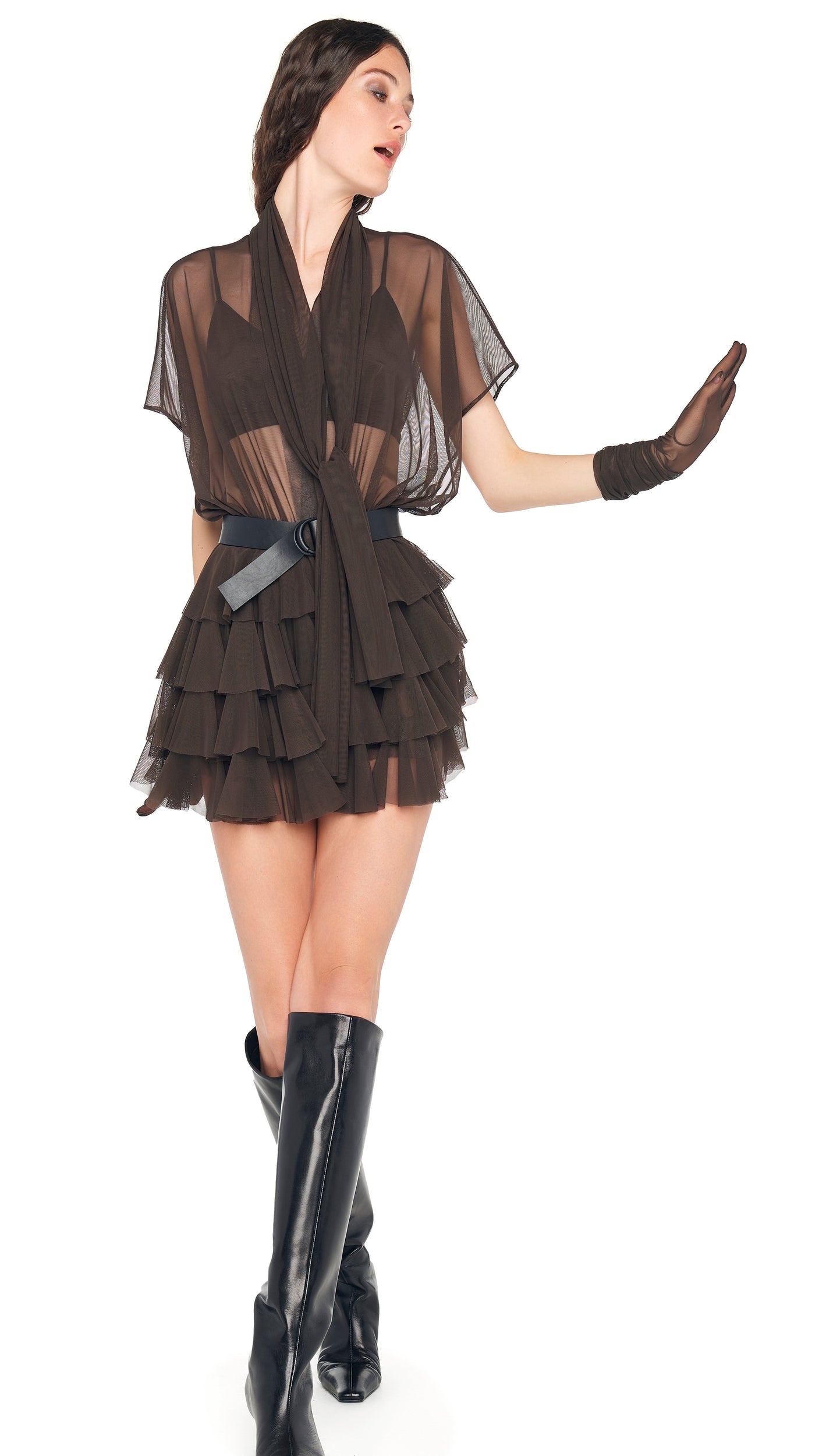 Norma Kamali LAUREN MINI DRESS W/BOW
