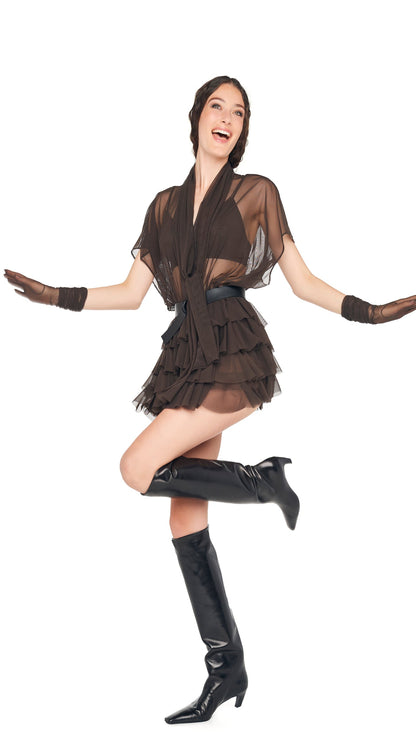 Norma Kamali LAUREN MINI DRESS W/BOW