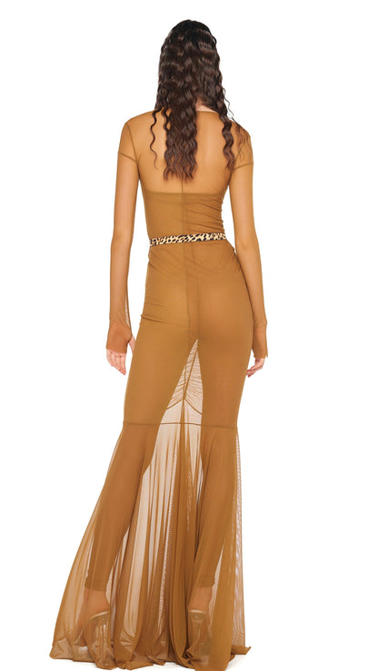 Norma Kamali LS V NECK SHIRRED FRONT FISHTAIL GOWN
