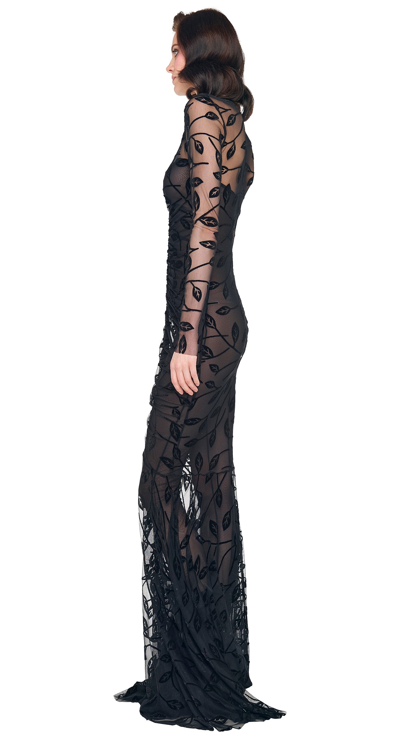 Norma Kamali LS V NECK SHIRRED FRONT FISHTAIL GOWN