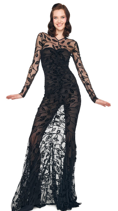 Norma Kamali LS V NECK SHIRRED FRONT FISHTAIL GOWN