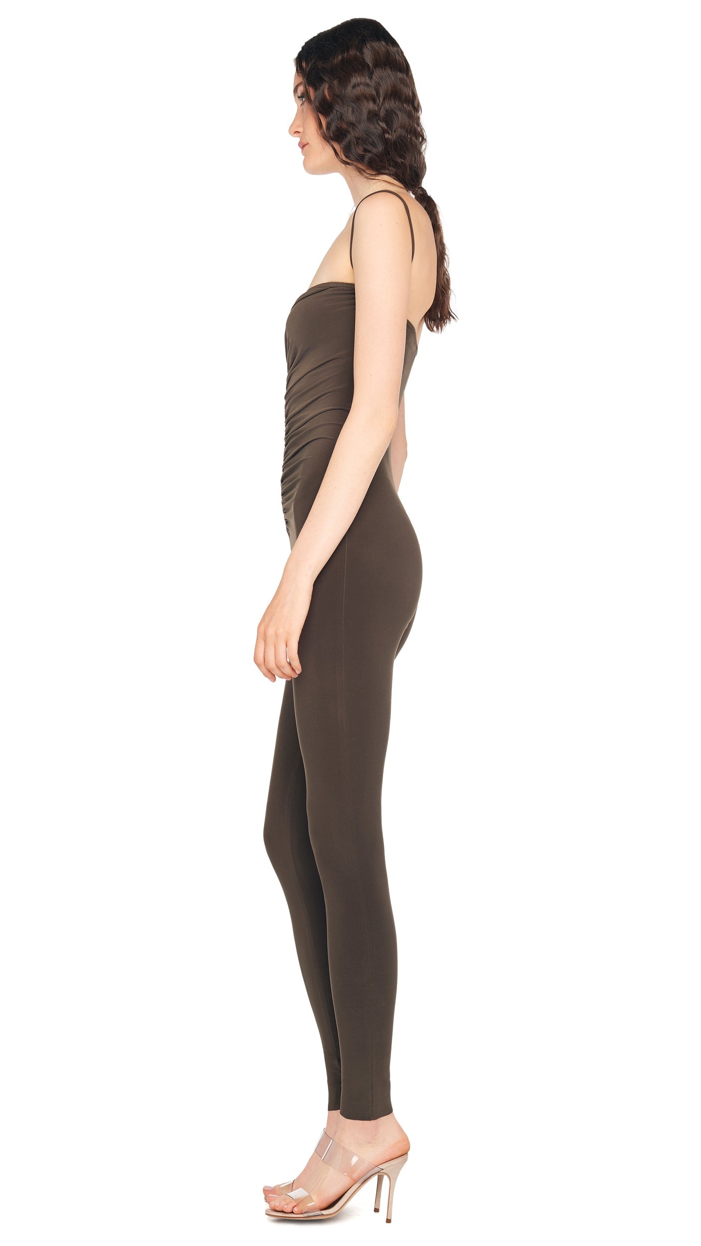 Norma Kamali STRAPLESS SHIRRED FRONT CATSUIT