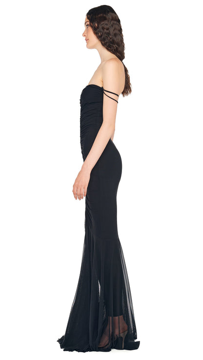 Norma Kamali STRAPLESS SHIRRED FRONT CATSUIT