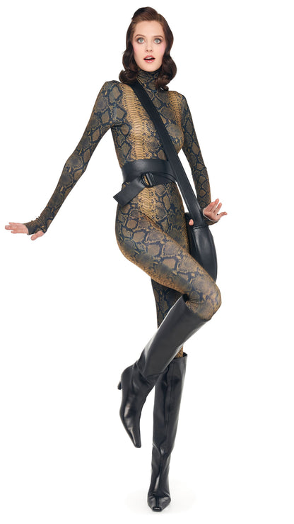 Norma Kamali LONG SLEEVE SLIM FIT TURTLE CATSUIT