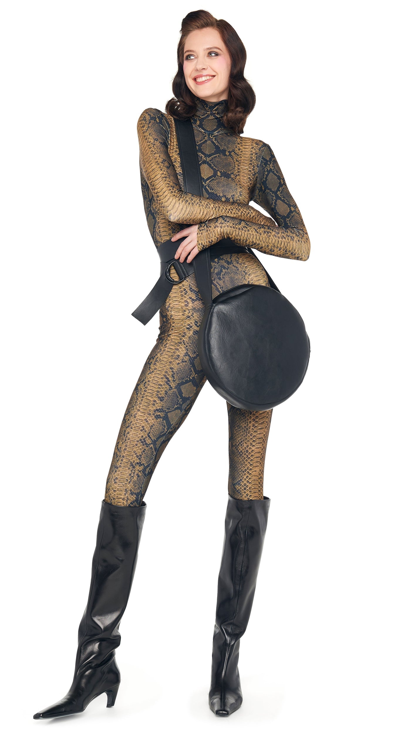 Norma Kamali LONG SLEEVE SLIM FIT TURTLE CATSUIT