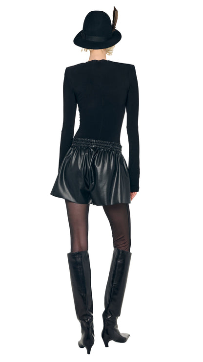Norma Kamali LONG SLEEVE SHOULDER PAD V NECK TOP