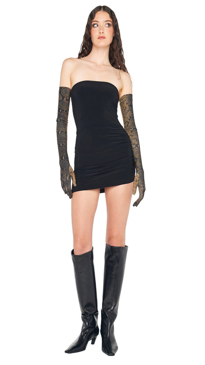 Norma Kamali STRAPLESS SIDE DRAPE PICKLEBALL DRESS