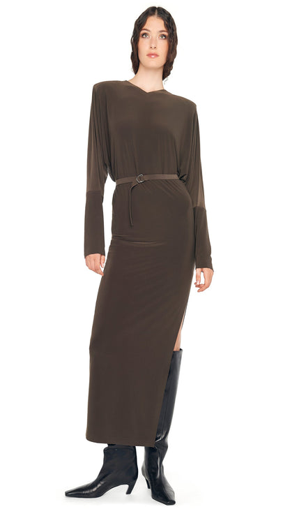 Norma Kamali DOLMAN SIDE SLIT GOWN W/ SHOULDER PADS