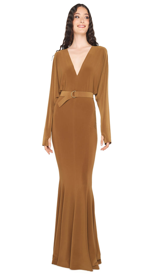 Norma Kamali DOLMAN V NECK FISHTAIL GOWN