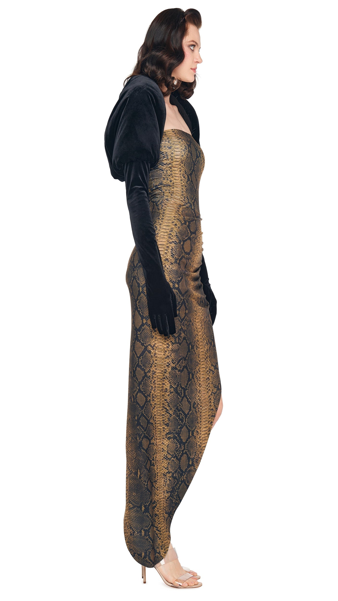Norma Kamali STRAPLESS SIDE DRAPE GOWN