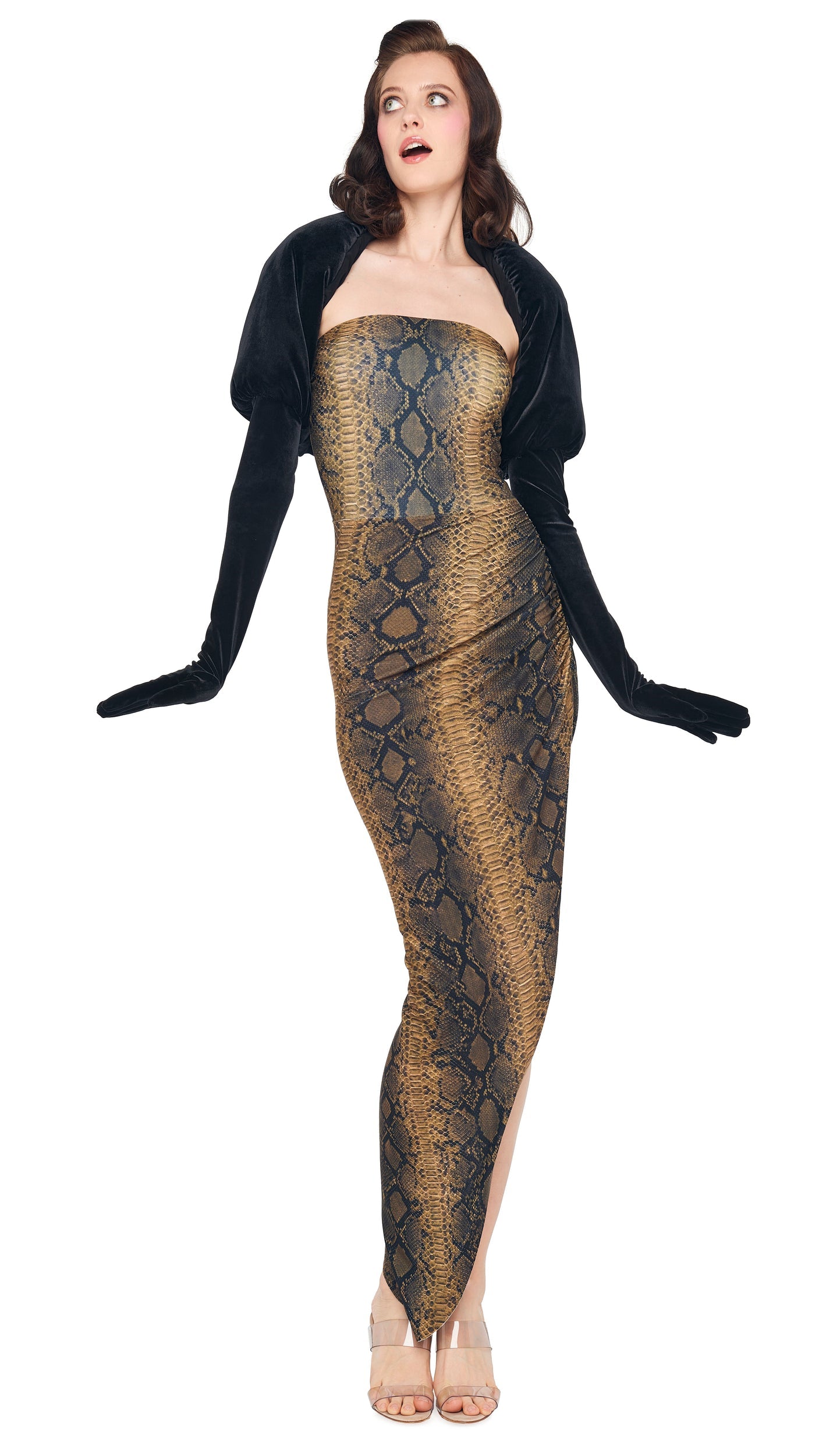 Norma Kamali STRAPLESS SIDE DRAPE GOWN