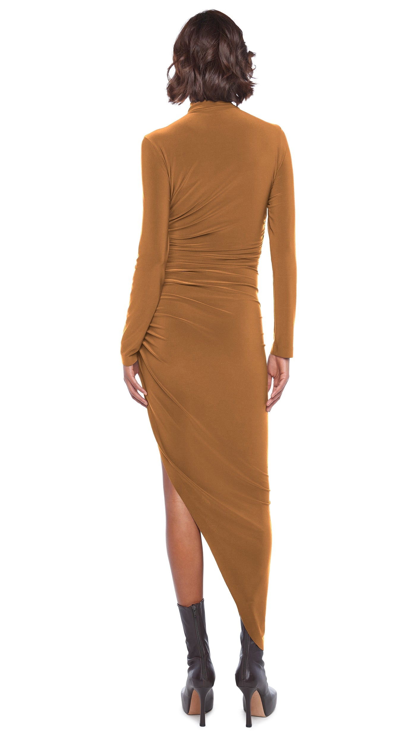 Norma Kamali LS TURTLE NECK SIDE DRAPE GOWN