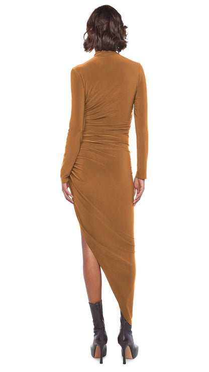 Norma Kamali LS TURTLE NECK SIDE DRAPE GOWN