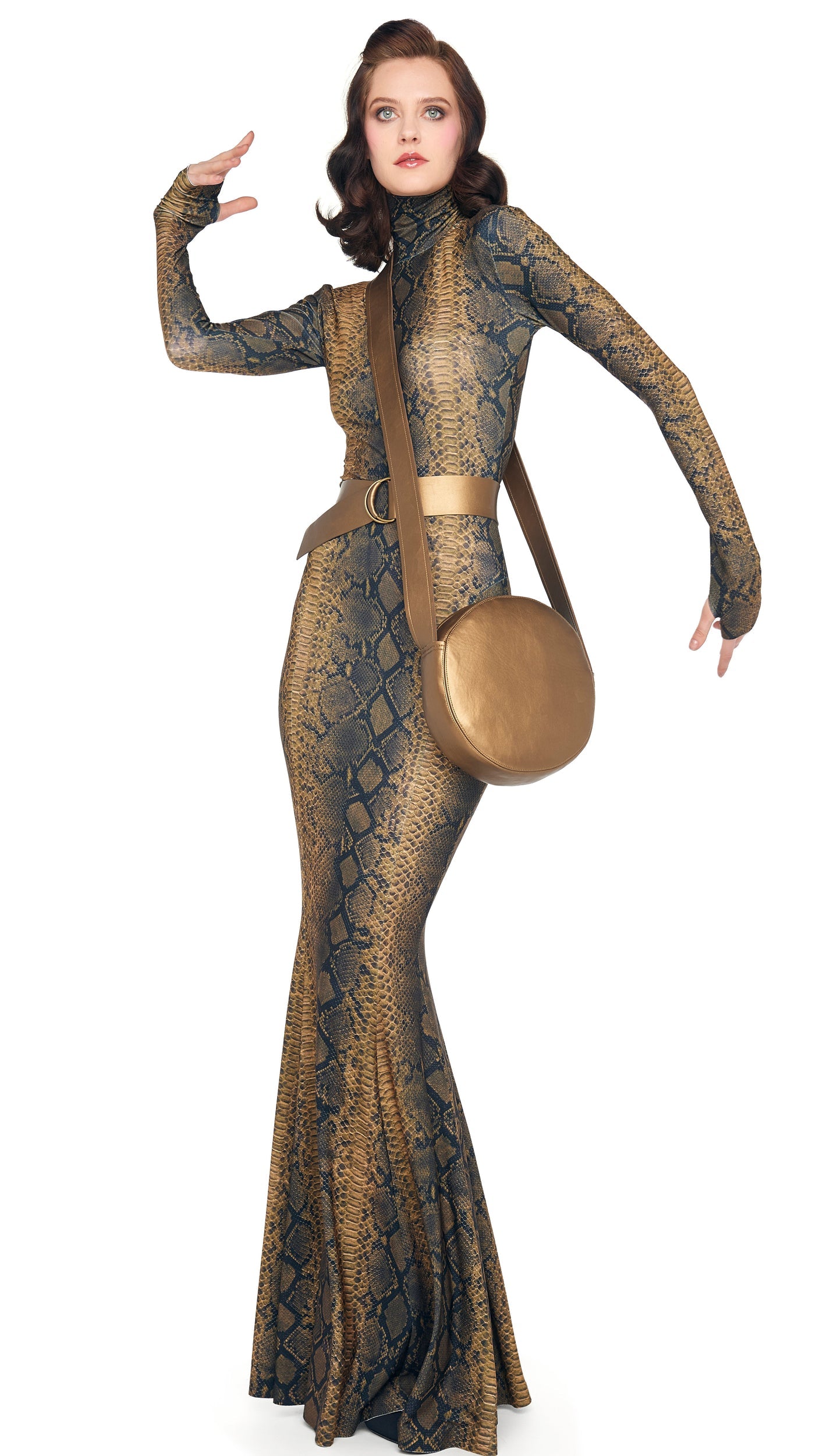 Norma Kamali LONG SLEEVE TURTLE FISHTAIL GOWN