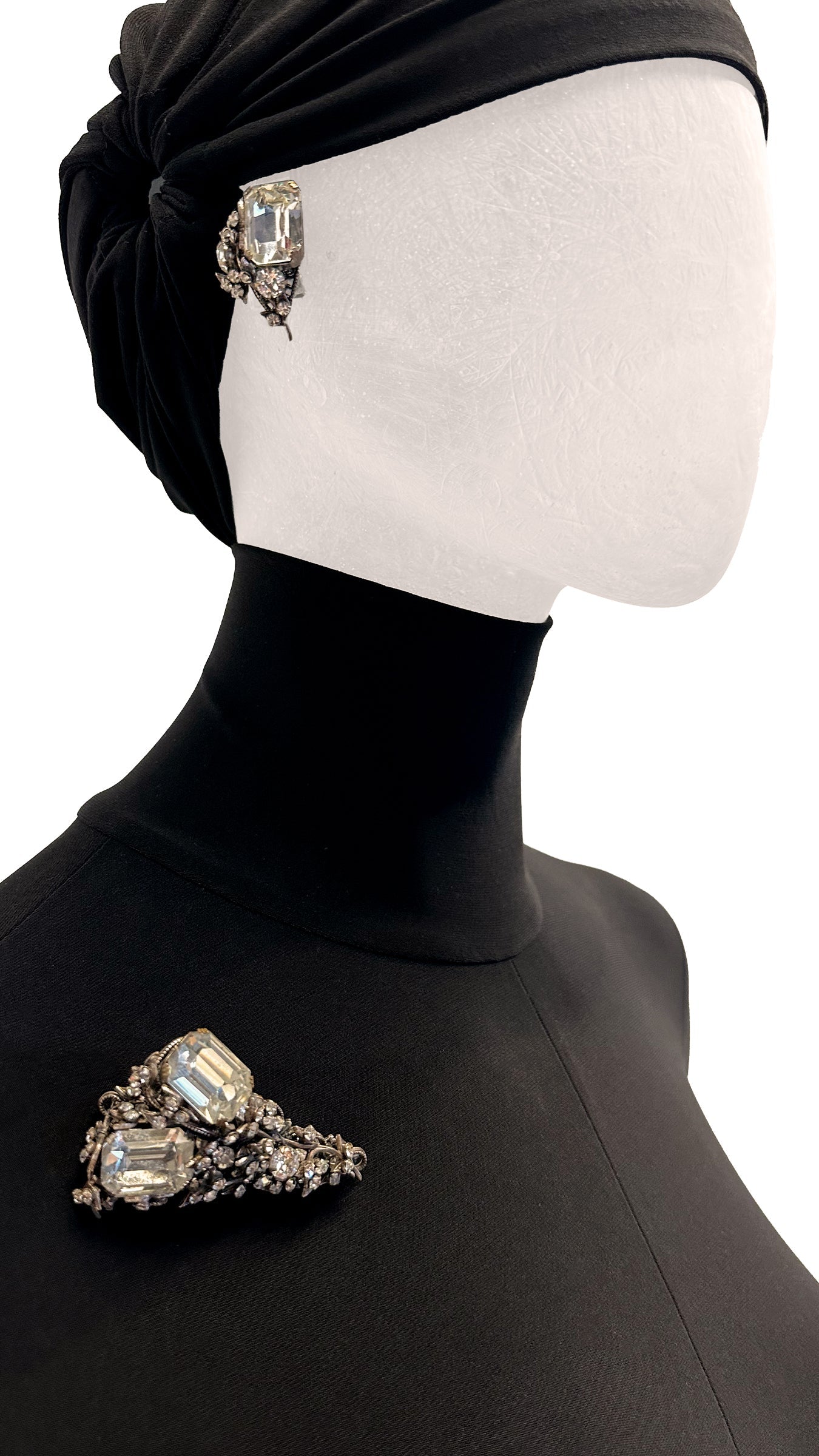 Norma Kamali MIRIAM HASKELL STONE/BRASS BROOCH, EARRING & BRACELET SET