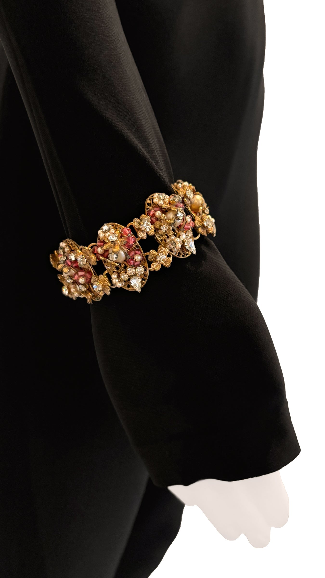 Norma Kamali MIRIAM HASKELL BEADED BRASS/STONE NECKLACE AND BRACELET SET
