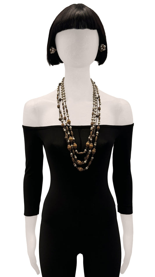 Norma Kamali MIRIAM HASKELL LAYERED BEADED NECKLACE AND EARRING SET