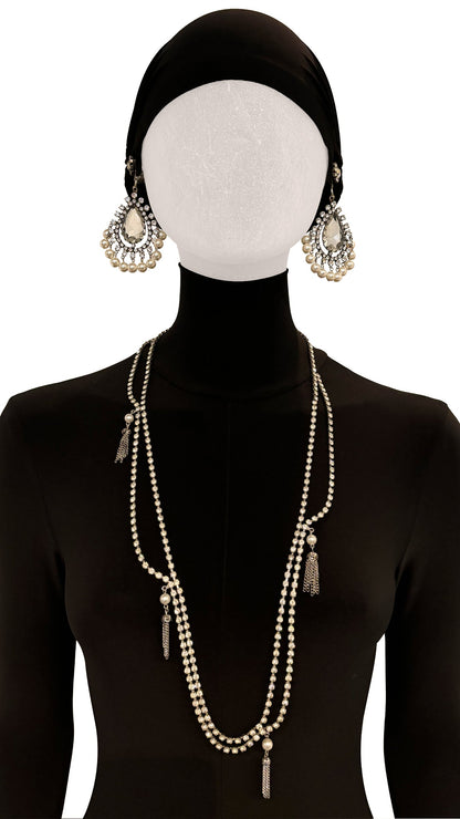 Norma Kamali STONE/PEARL EARRINGS AND NECKLACE SET