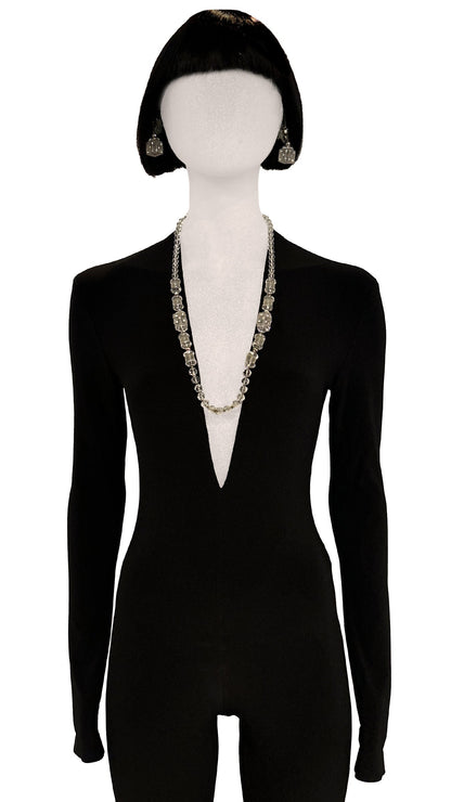 Norma Kamali MIRIAM HASKELL CRYSTAL DICE EARRINGS AND NECKLACE