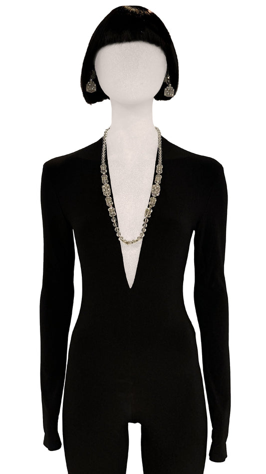 Norma Kamali MIRIAM HASKELL CRYSTAL DICE EARRINGS AND NECKLACE