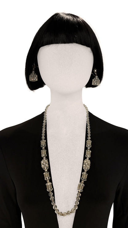 Norma Kamali MIRIAM HASKELL CRYSTAL DICE EARRINGS AND NECKLACE