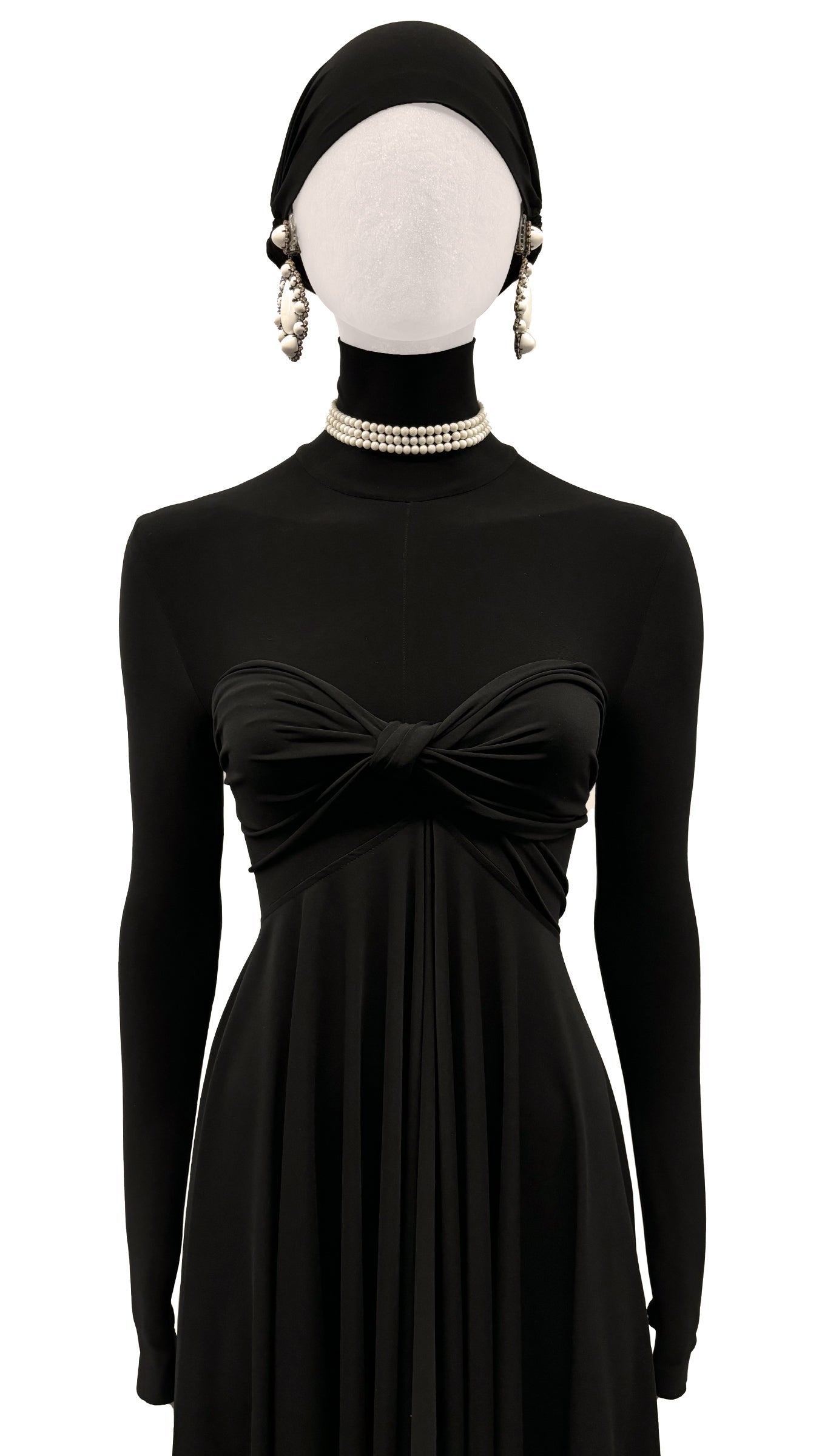 Norma Kamali RHINESTONE & MILK GLASS TEARDROP PENDANT EARRINGS
