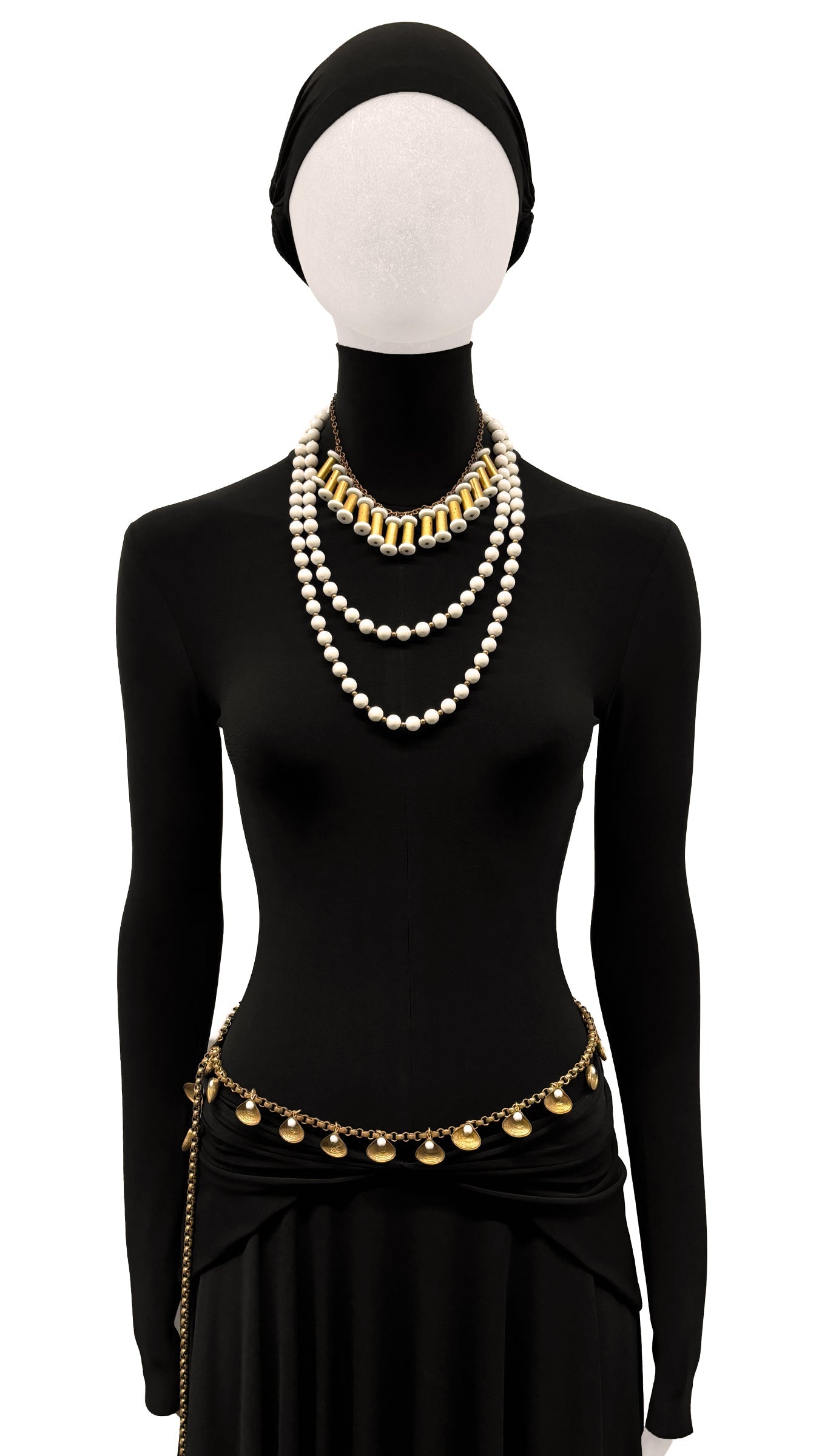 Norma Kamali BRASS BOX LINK BODY CHAIN WITH SEASHELL CHARMS