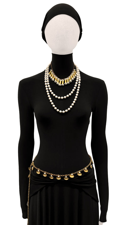 Norma Kamali BRASS BOX LINK BODY CHAIN WITH SEASHELL CHARMS