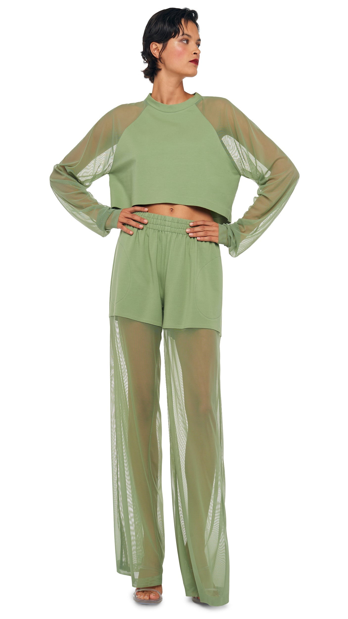 Norma Kamali BF ELEPHANT SWEATPANT W/ MESH