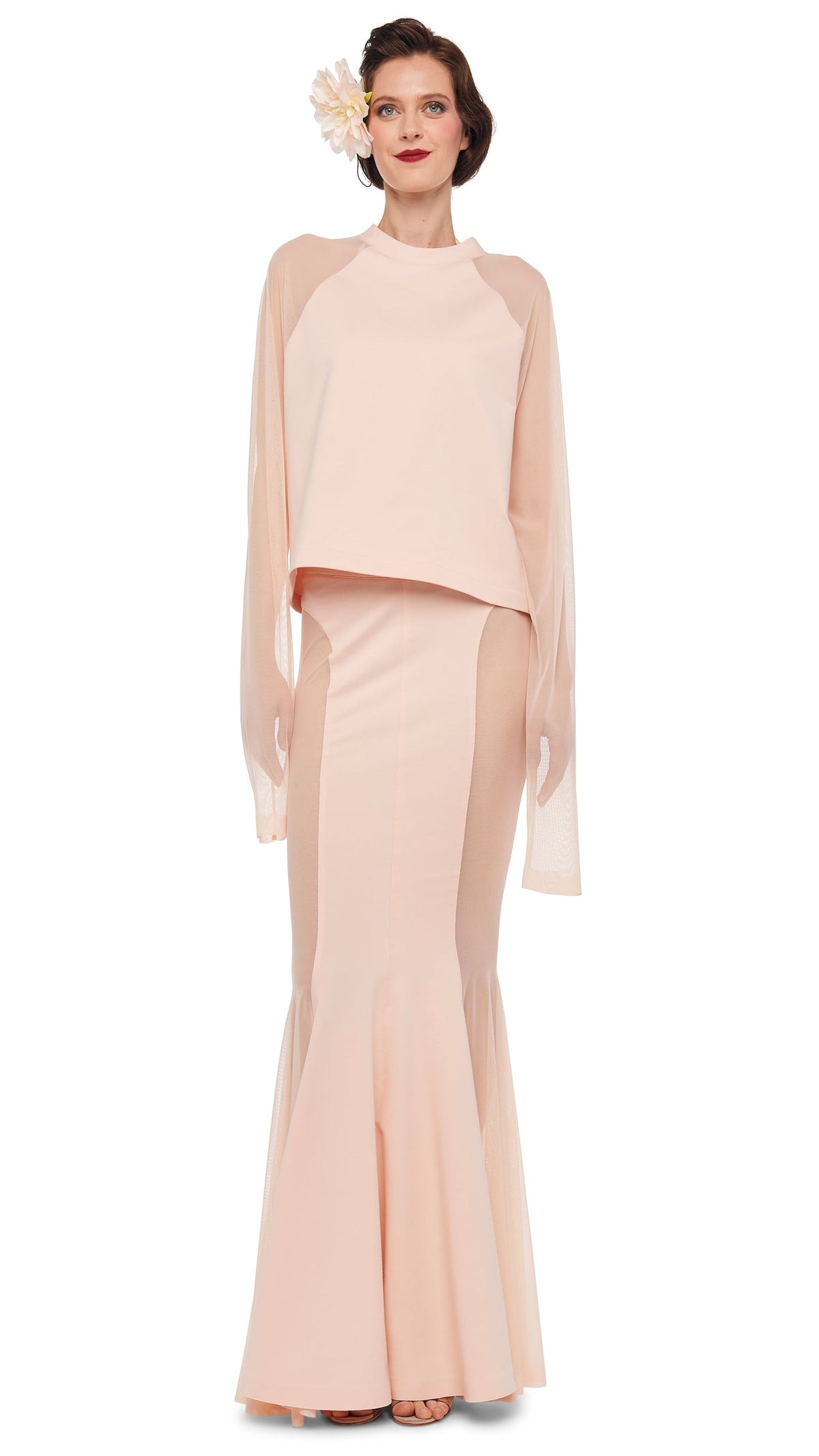 Norma Kamali RAGLAN SLEEVE TOP W/ MESH