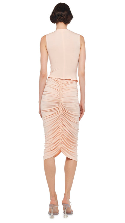 Norma Kamali SLEEVELESS V NECK SHIRRED FRONT TOP
