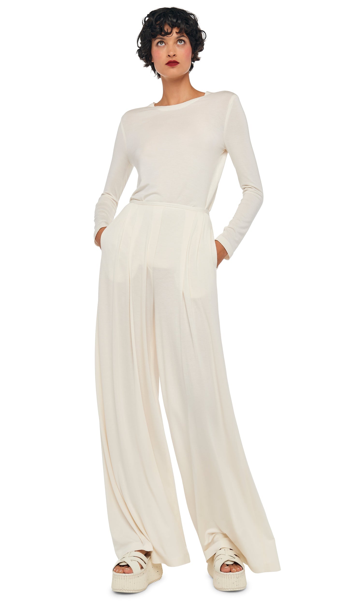 Norma Kamali LONG SLEEVE CREW TOP