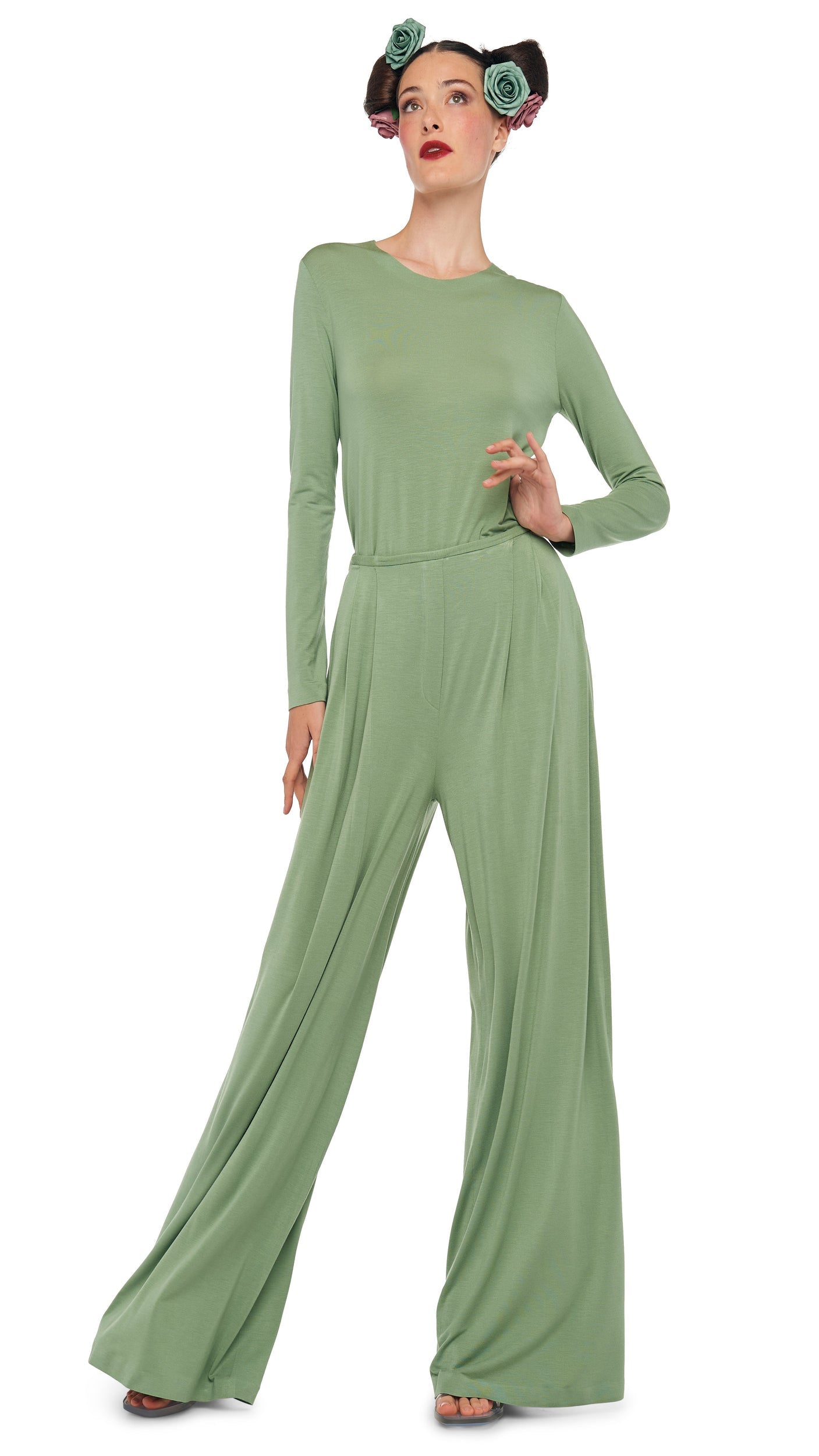 Norma Kamali LONG SLEEVE CREW TOP