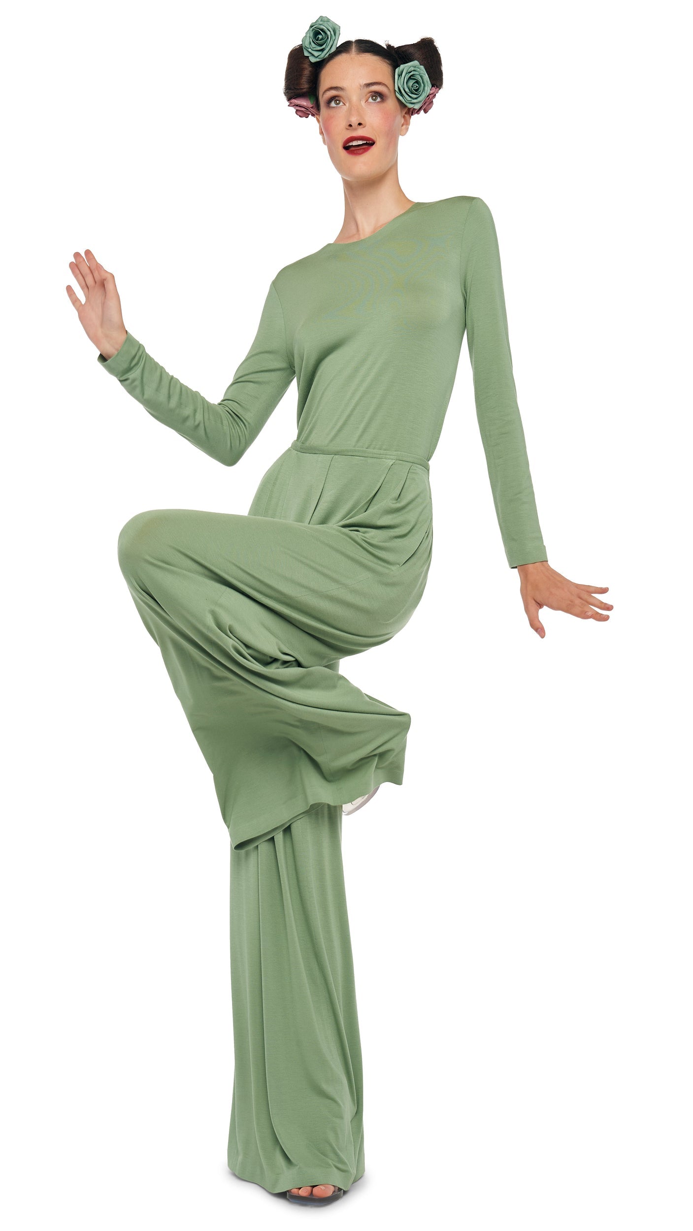 Norma Kamali LONG SLEEVE CREW TOP