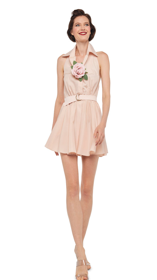 Norma Kamali NK HALTER FLARED MINI DRESS