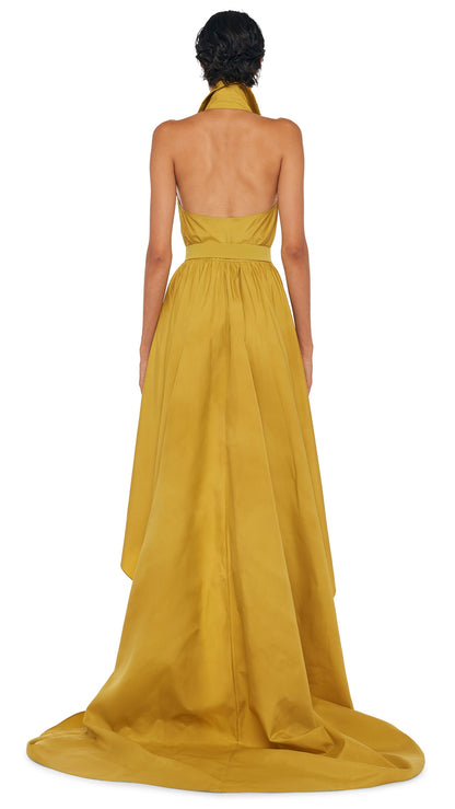 Norma Kamali HI LOW NK HALTER FLARED GOWN