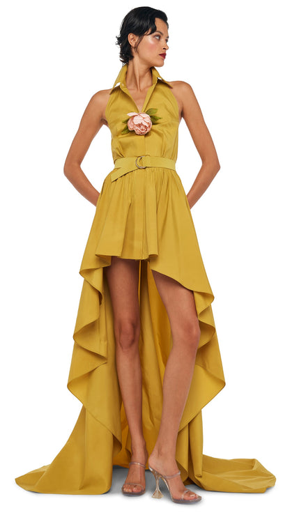 Norma Kamali HI LOW NK HALTER FLARED GOWN