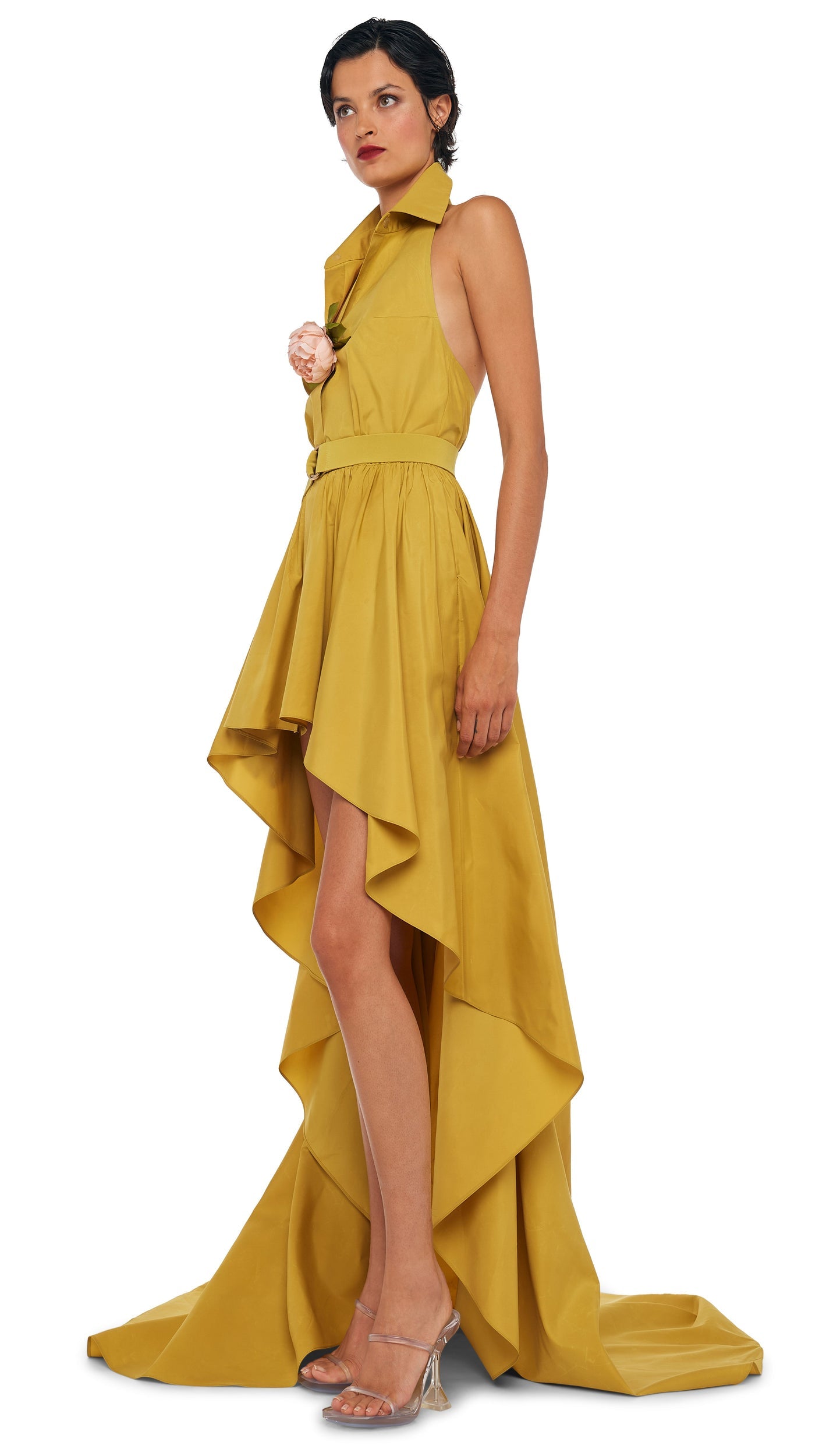 Norma Kamali HI LOW NK HALTER FLARED GOWN
