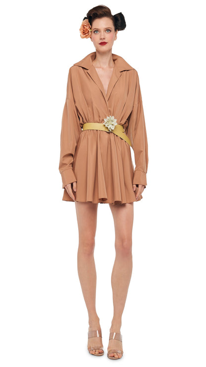 Norma Kamali SUPER OS BF NK SHIRT FLARED MINI DRESS