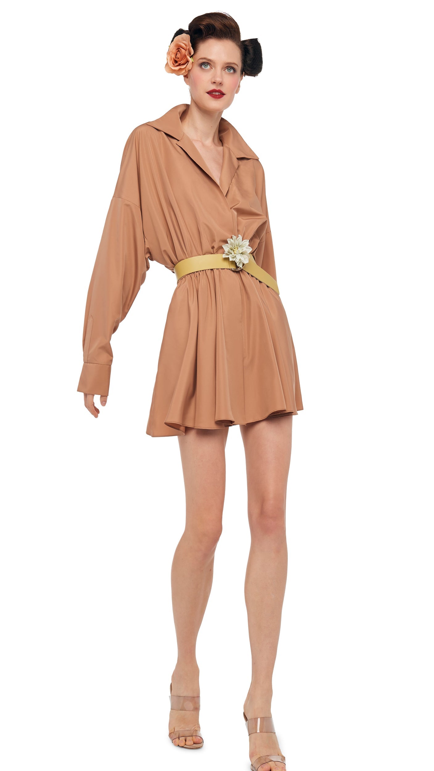 Norma Kamali SUPER OS BF NK SHIRT FLARED MINI DRESS