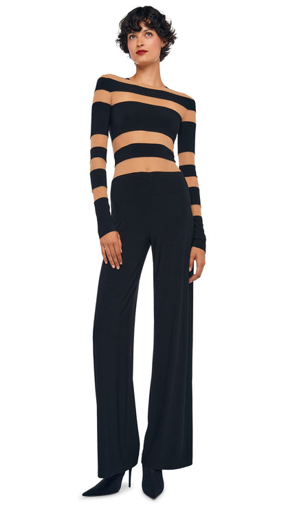 Norma Kamali SPLICED STRAIGHT LEG JUMPSUIT