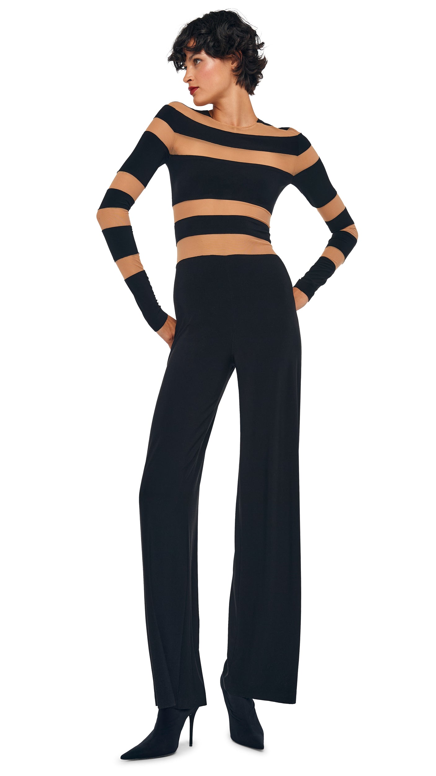 Norma Kamali SPLICED STRAIGHT LEG JUMPSUIT