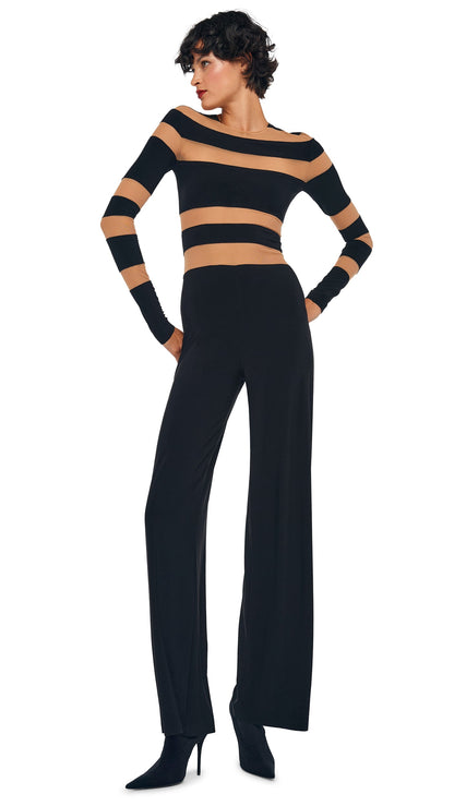 Norma Kamali SPLICED STRAIGHT LEG JUMPSUIT