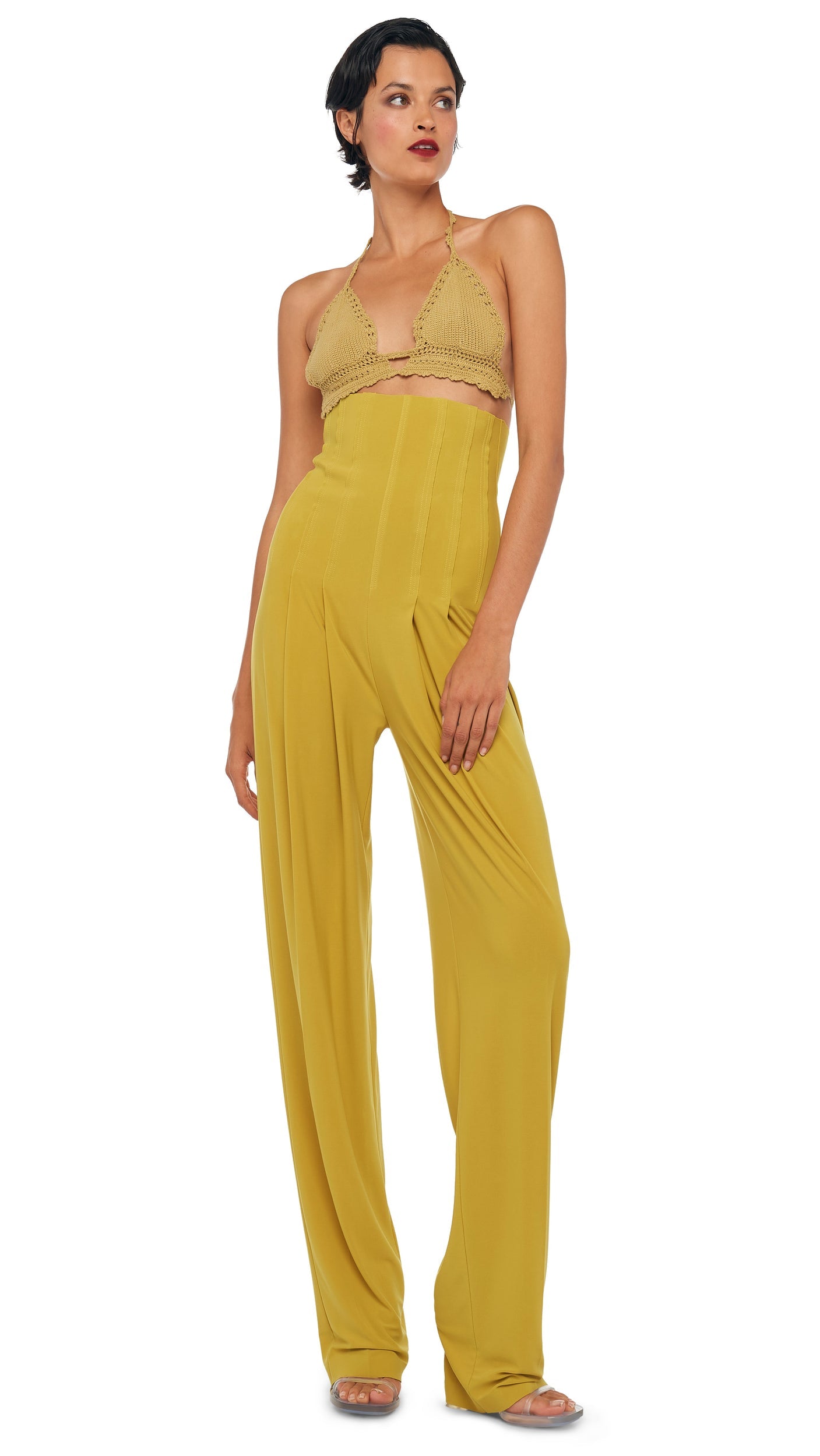 Norma Kamali HIGH WAIST TAILORED PLEAT PANT
