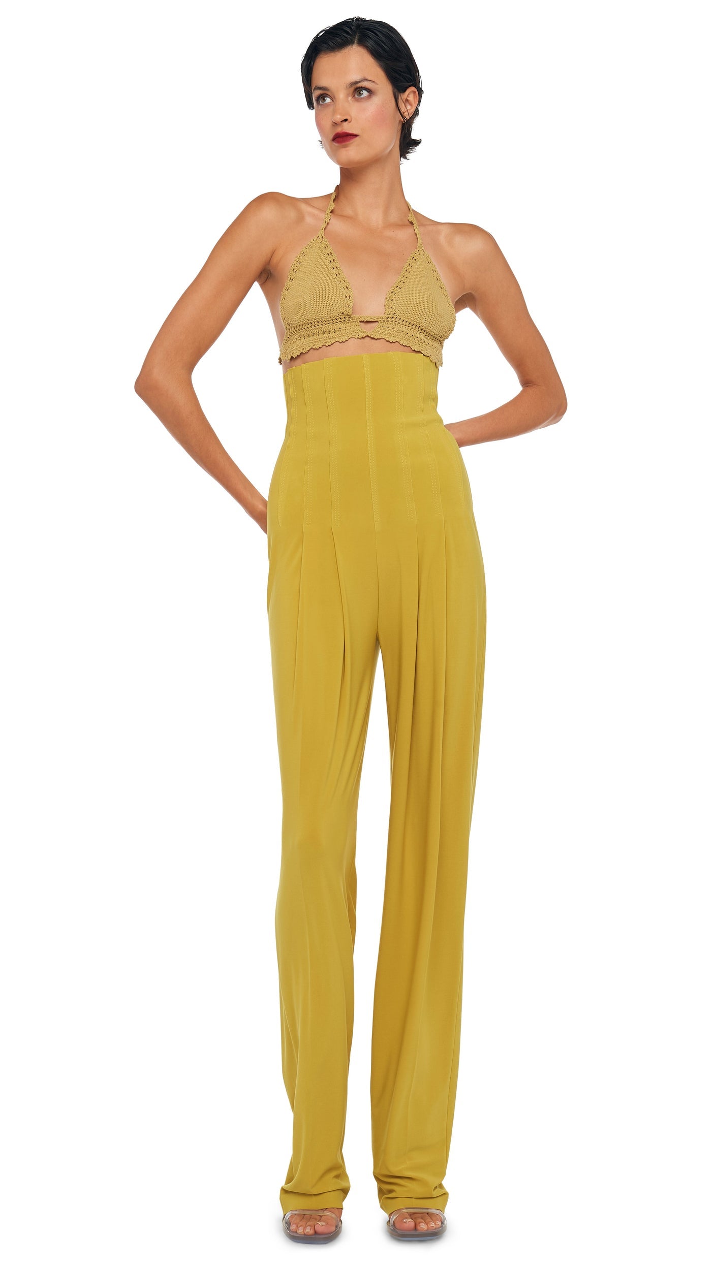 Norma Kamali HIGH WAIST TAILORED PLEAT PANT