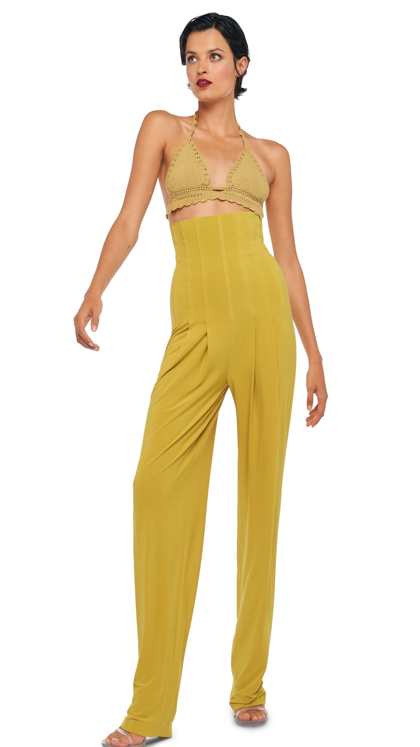 Norma Kamali HIGH WAIST TAILORED PLEAT PANT